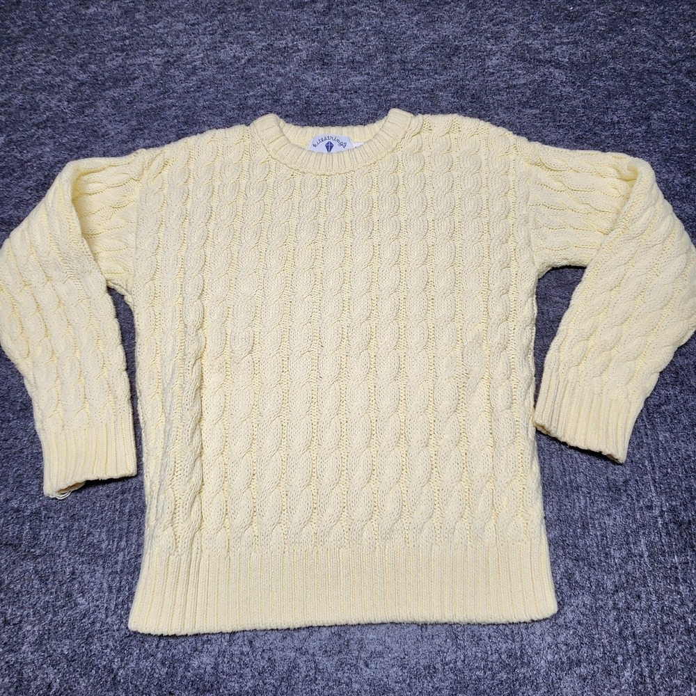 Kitestrings Vintage‎ Kids Yellow Cotton Cable Knit Crewneck Sweater 5/6 USA